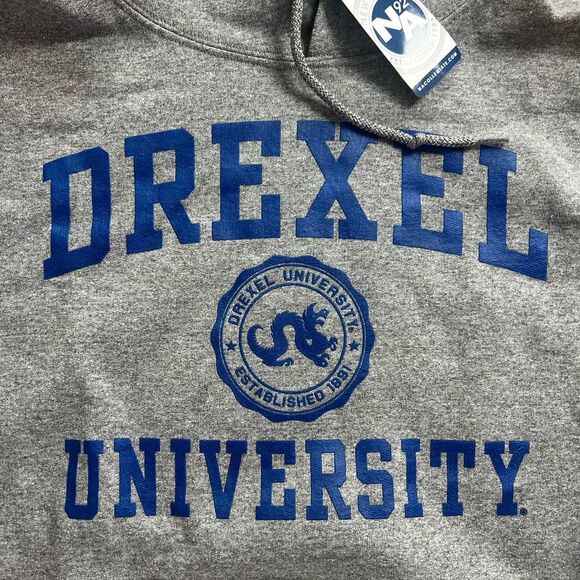 Drexel University Official Hoodie Grey Size Large Athletic with Crest NEW w/ Tag - Picture 3 of 6